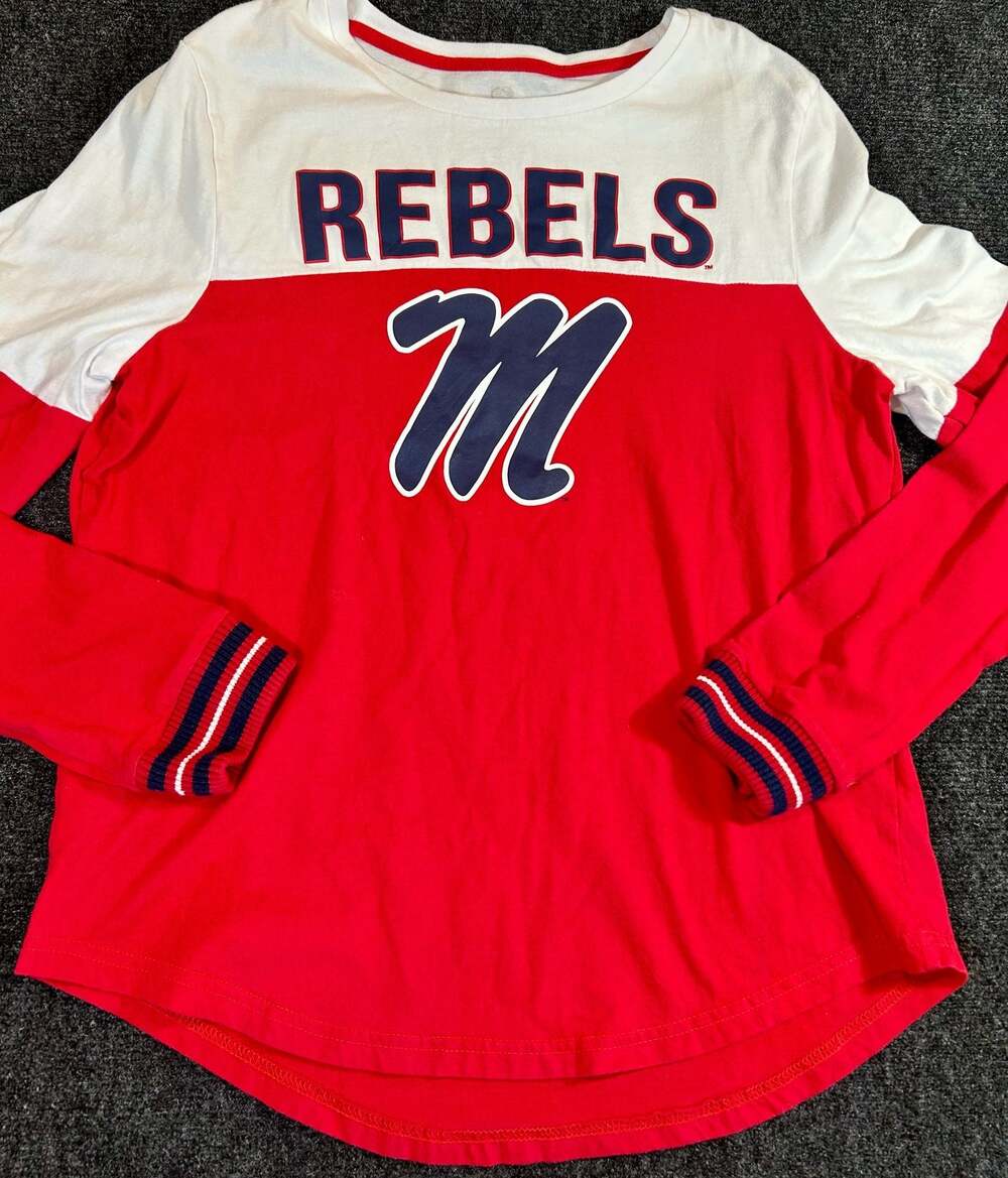Colosseum Ole Miss Rebels Long Sleeve Striped Cuff T-Shirt